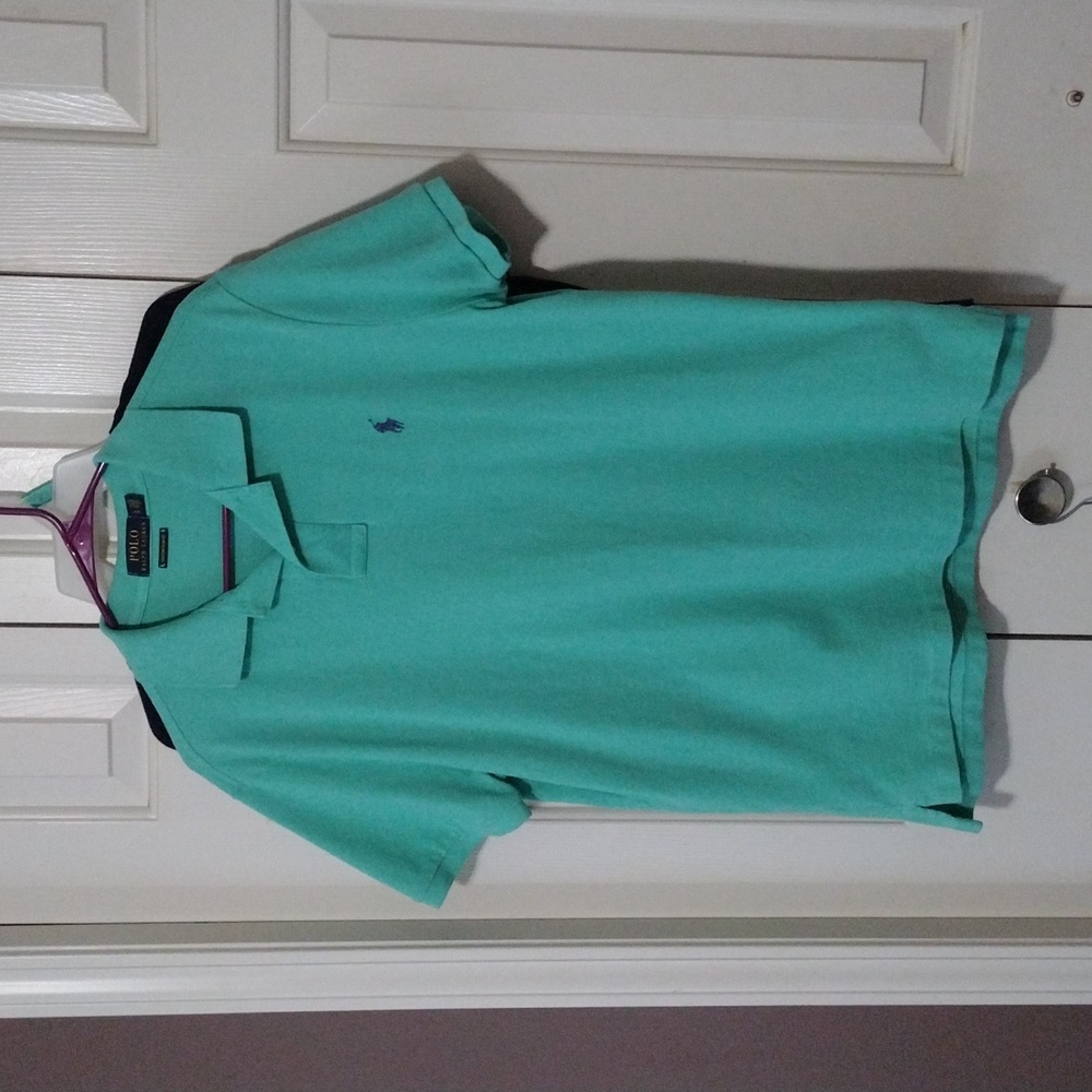 Ralph Lauren Polo Men's Large Polo Custom Slim Fit Turquoise Purple Polo Man